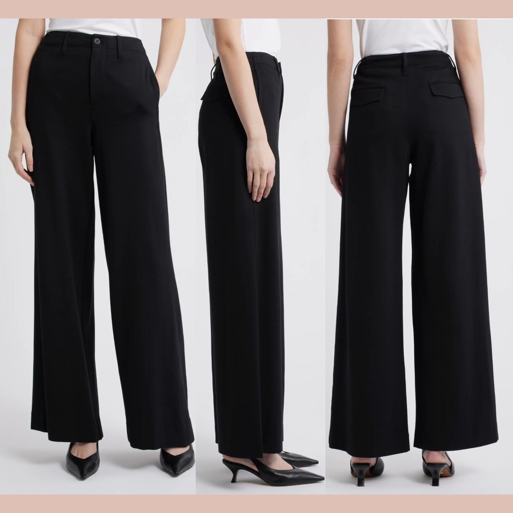 NWT $298 Rag & Bone‎ [ 0 ] Sofie High Waist Wide Leg Ponte Pants Black 7110